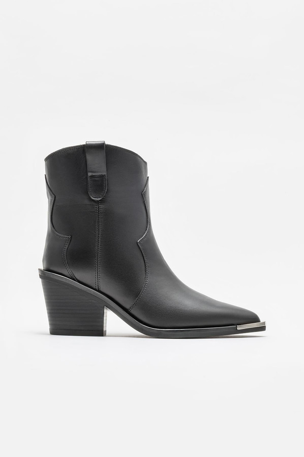 Siyah deri kadın bot, rahat kullanım için - Elle Shoes