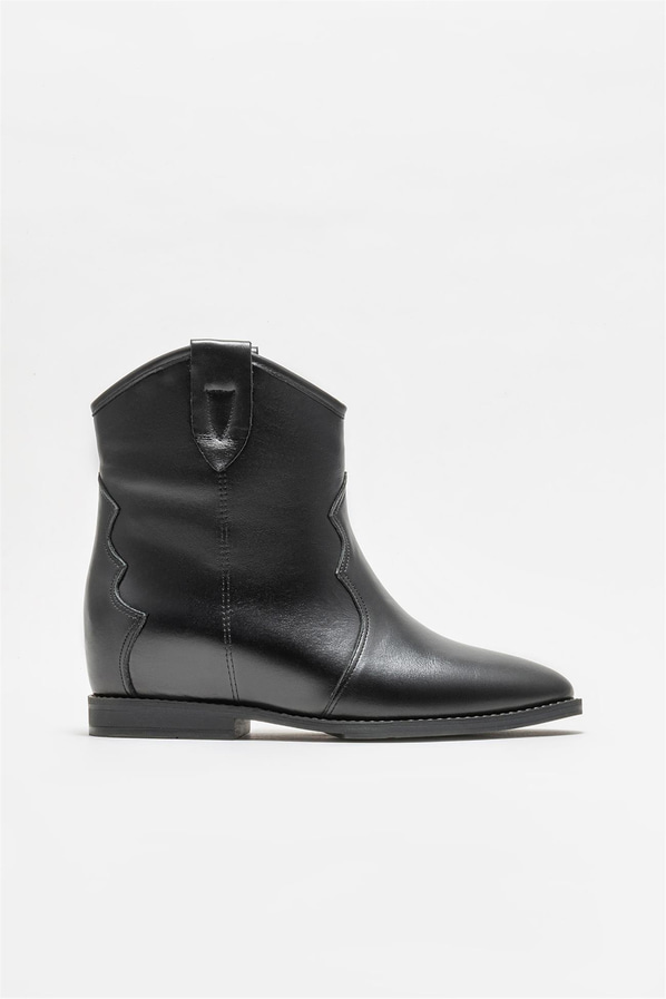 Siyah deri kadın bot - Elle Shoes
