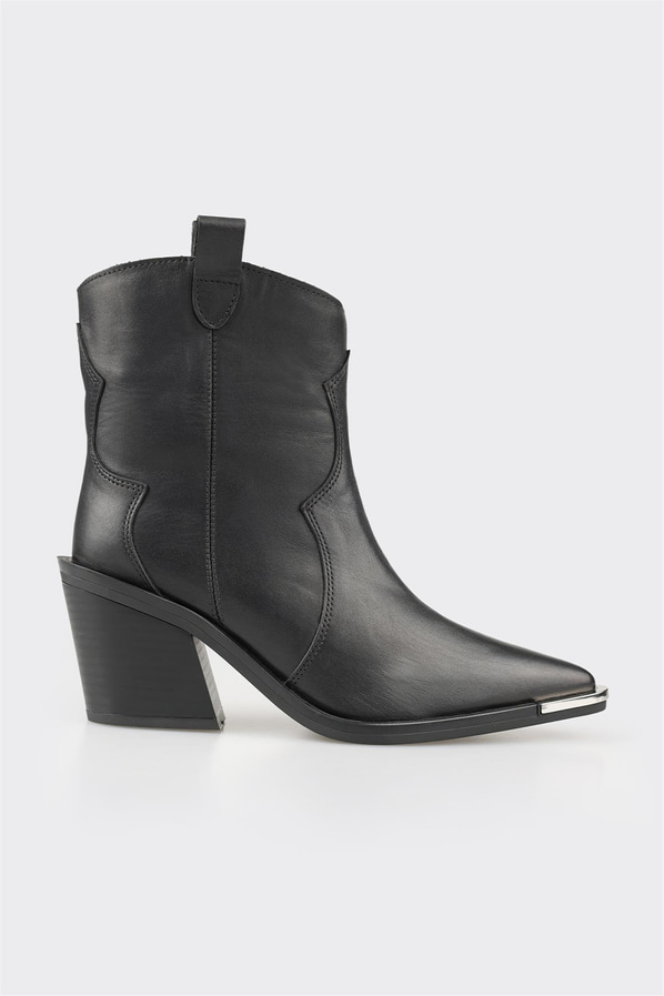 Siyah deri kadın bot - Elle Shoes