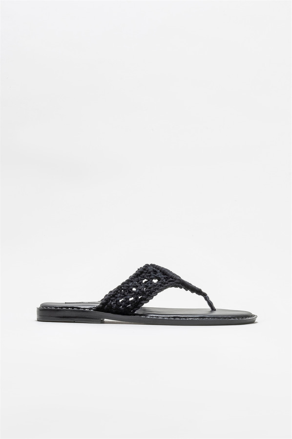 Siyah kadın düz terlik - Elle Shoes