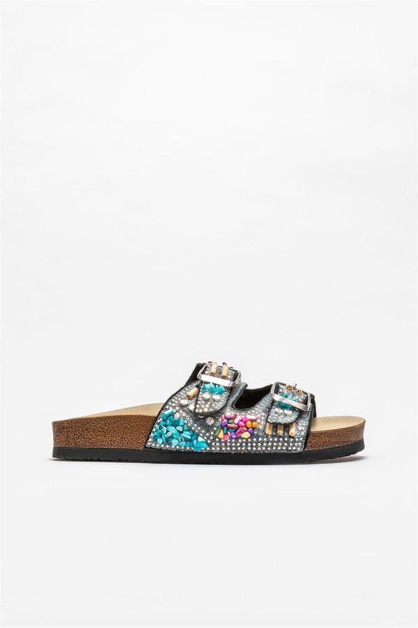 Siyah deri kadın düz terlik, rahat kullanım için - Elle Shoes