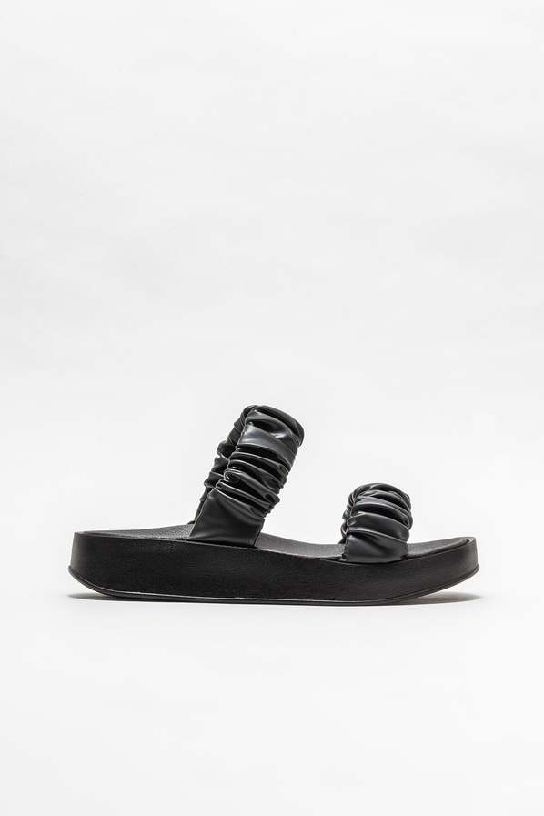 Siyah dolgu topuklu kadın terlik - Elle Shoes