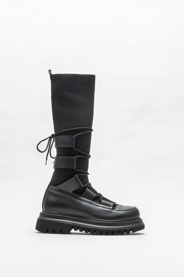 Siyah düz kadın çizme - Elle Shoes