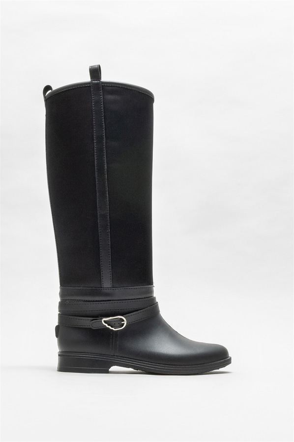 Siyah düz kadın çizme - Elle Shoes