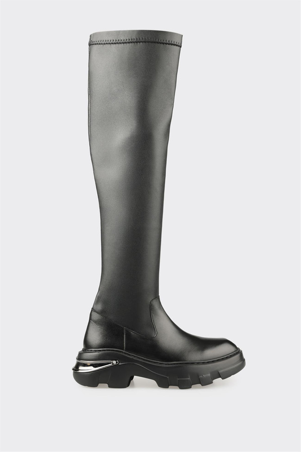 Siyah Kadın Düz Çizme