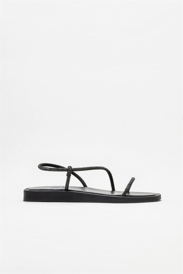 Siyah düz kadın sandalet - Elle Shoes