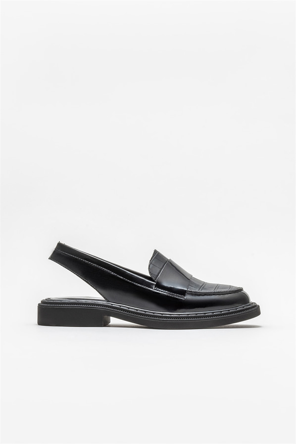Siyah düz kadın ayakkabı, günlük kullanım için - Elle Shoes