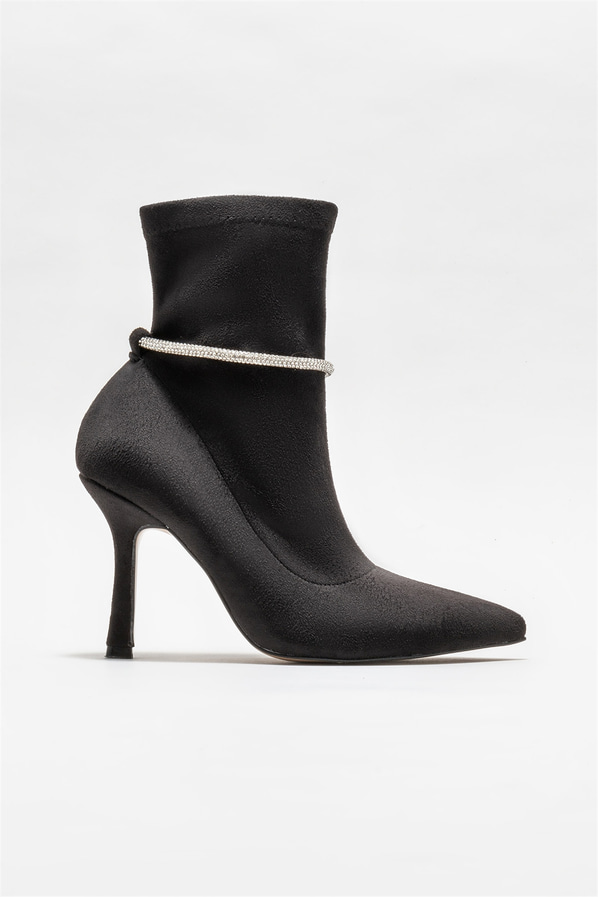 Siyah topuklu kadın bot, klasik stil için - Elle Shoes