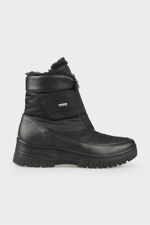 Siyah simli örgü dokulu kadın bot, rahat kullanım için - Elle Shoes