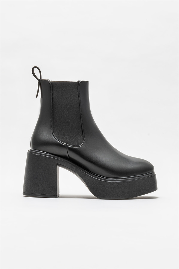 Siyah topuklu kadın bot - Elle Shoes