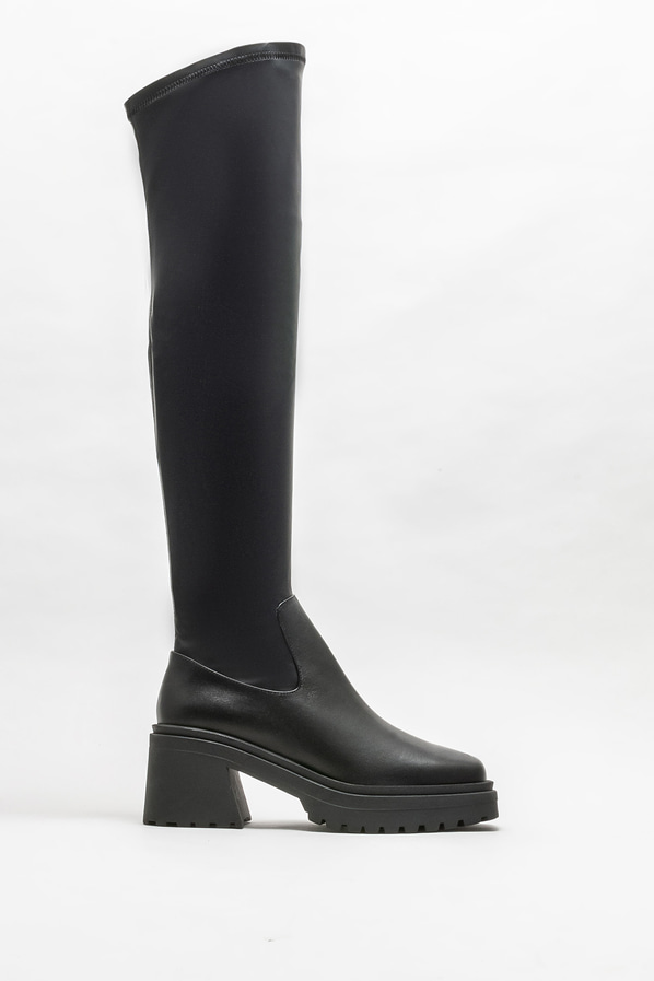 Siyah topuklu kadın çizme - Elle Shoes
