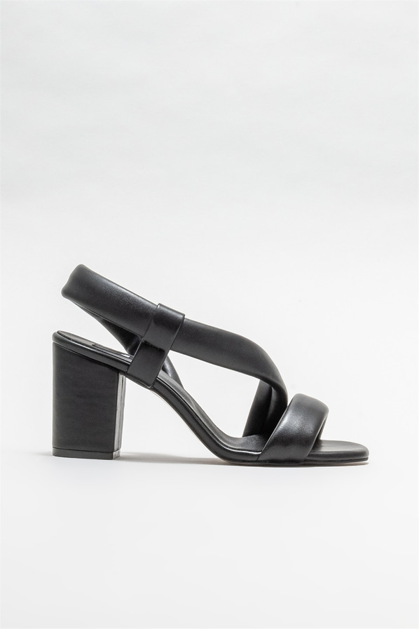 Siyah topuklu kadın sandalet - Elle Shoes