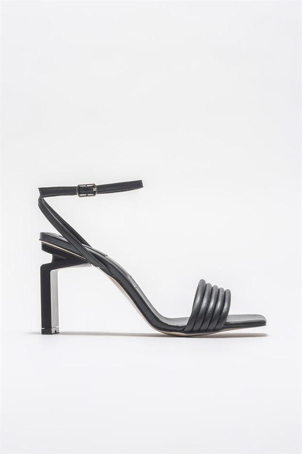 Siyah topuklu kadın sandalet - Elle Shoes