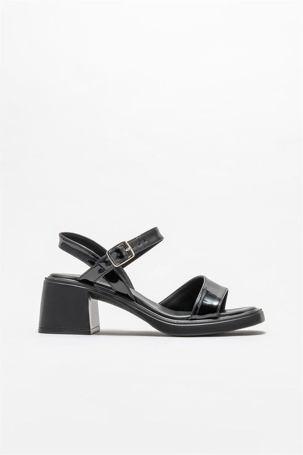 Siyah topuklu kadın sandalet - Elle Shoes