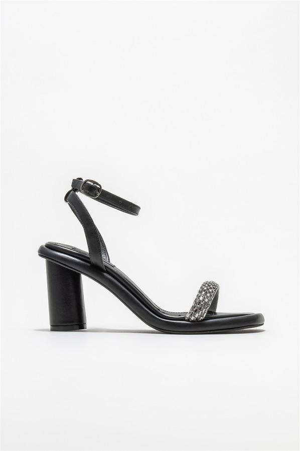 Siyah topuklu kadın sandalet - Elle Shoes