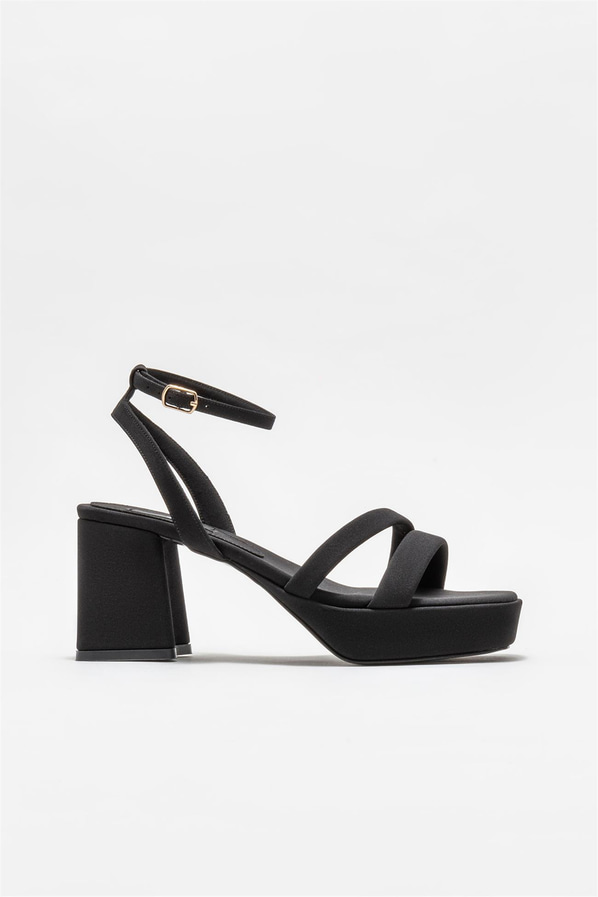 Siyah topuklu kadın sandalet - Elle Shoes
