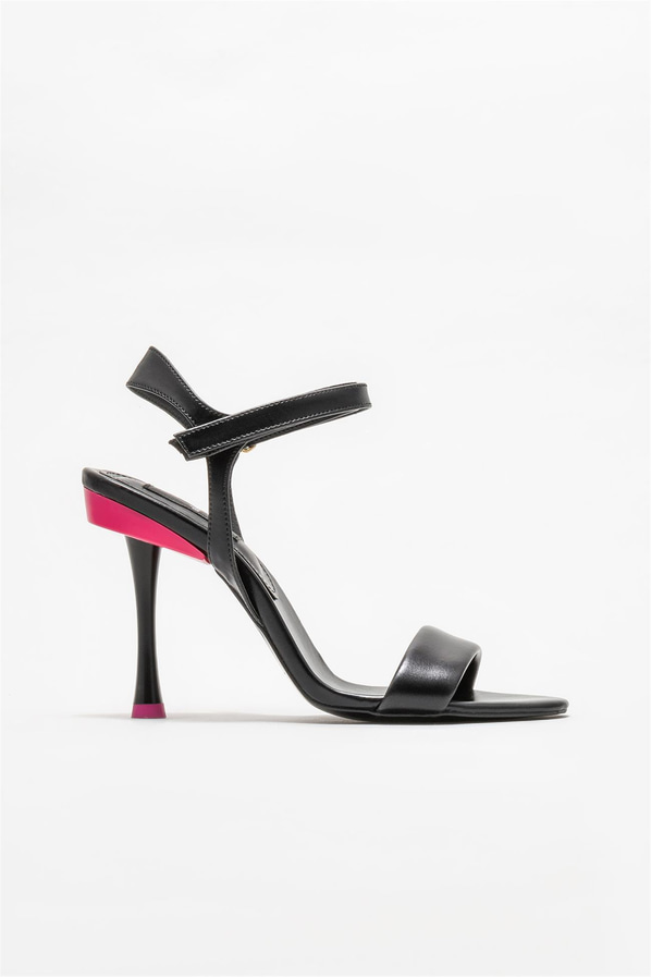 Siyah topuklu kadın sandalet - Elle Shoes