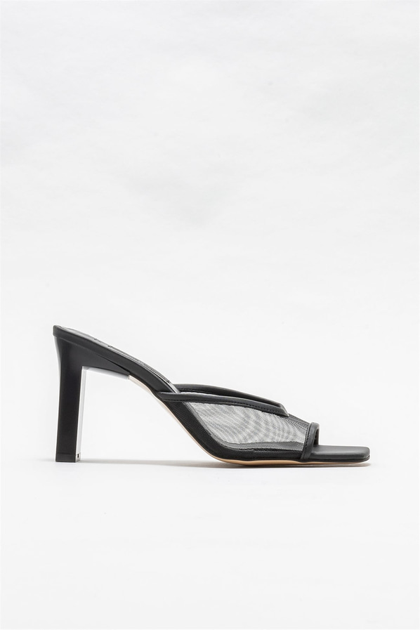 Siyah topuklu kadın terlik - Elle Shoes