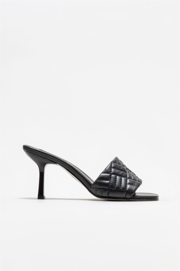 Siyah topuklu kadın terlik - Elle Shoes