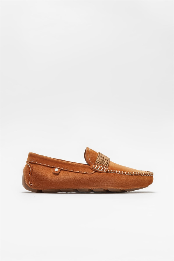 Taba deri erkek günlük ayakkabı, günlük kullanım için - Elle Shoes