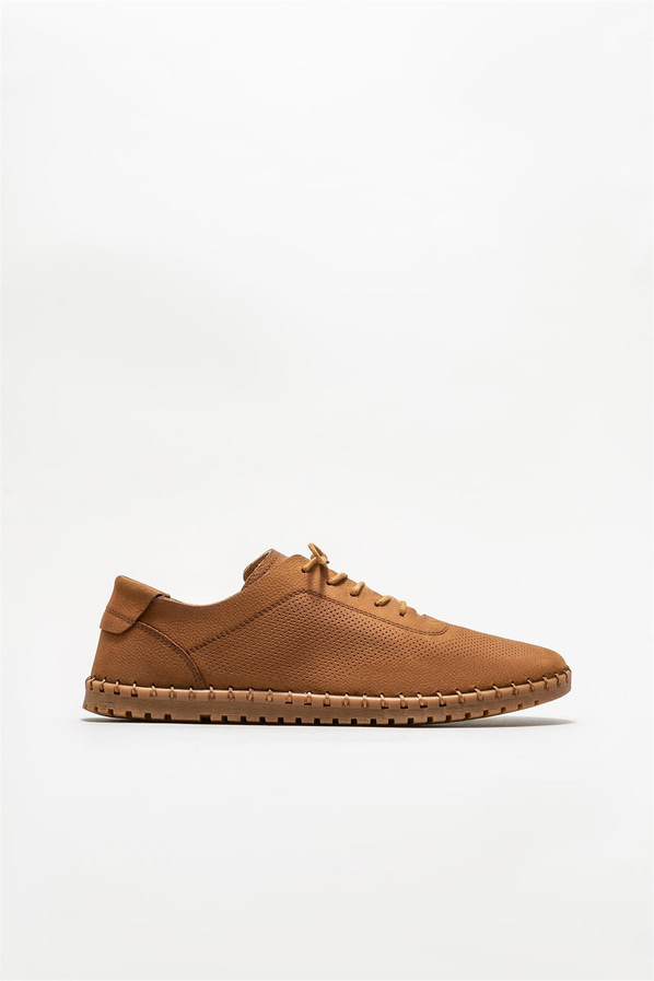 Taba deri erkek günlük ayakkabı, günlük kullanım için - Elle Shoes