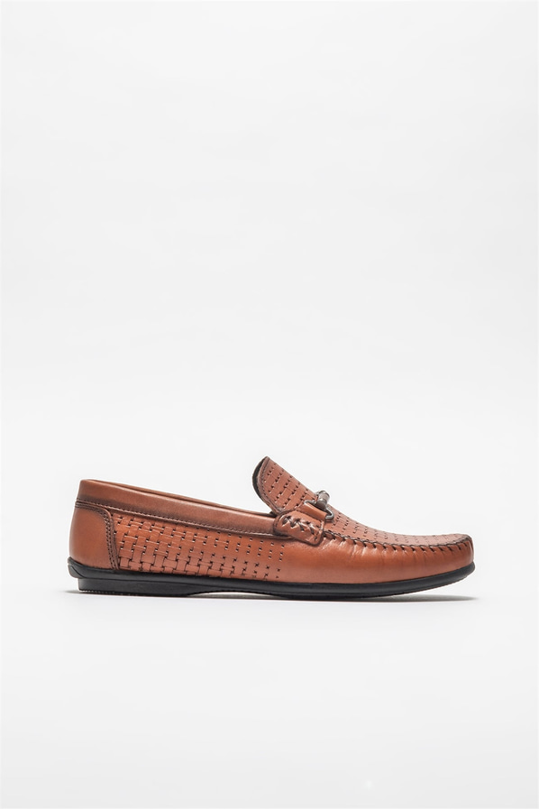 Taba deri erkek günlük ayakkabı, günlük kullanım için - Elle Shoes