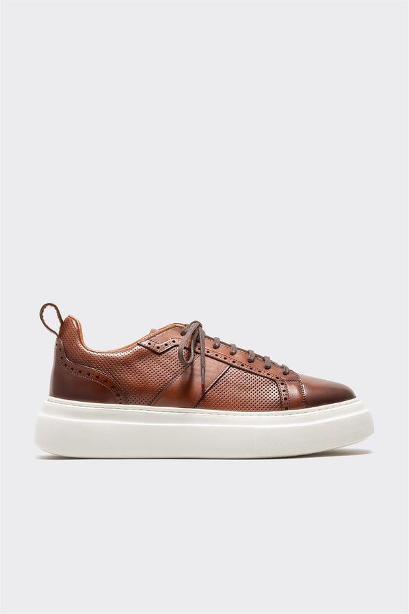 Taba deri erkek günlük ayakkabı, günlük kullanım için - Elle Shoes