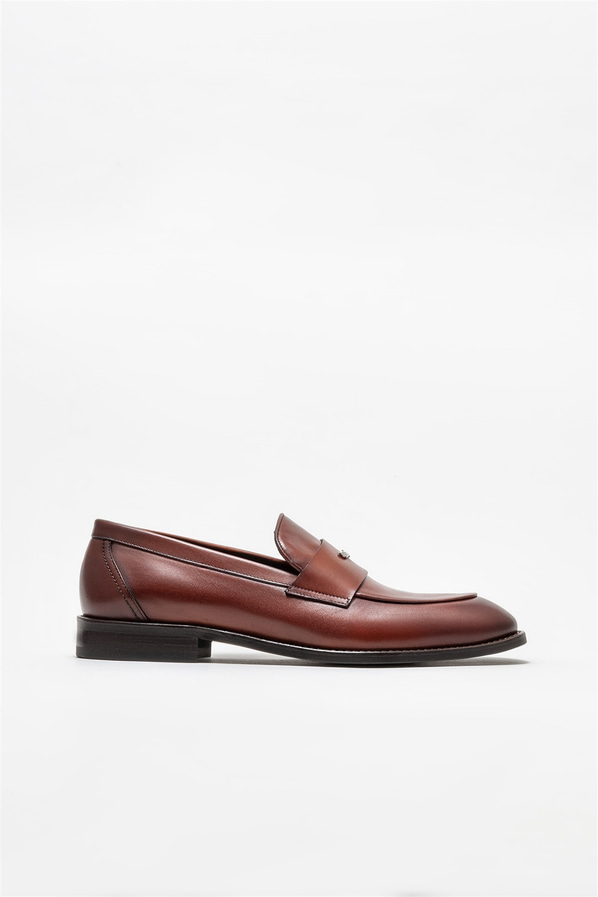 Taba deri erkek loafer, klasik stil için - Elle Shoes