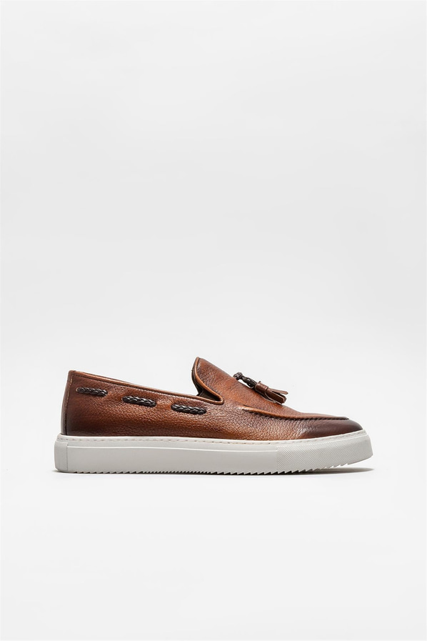 Taba deri erkek loafer - Elle Shoes