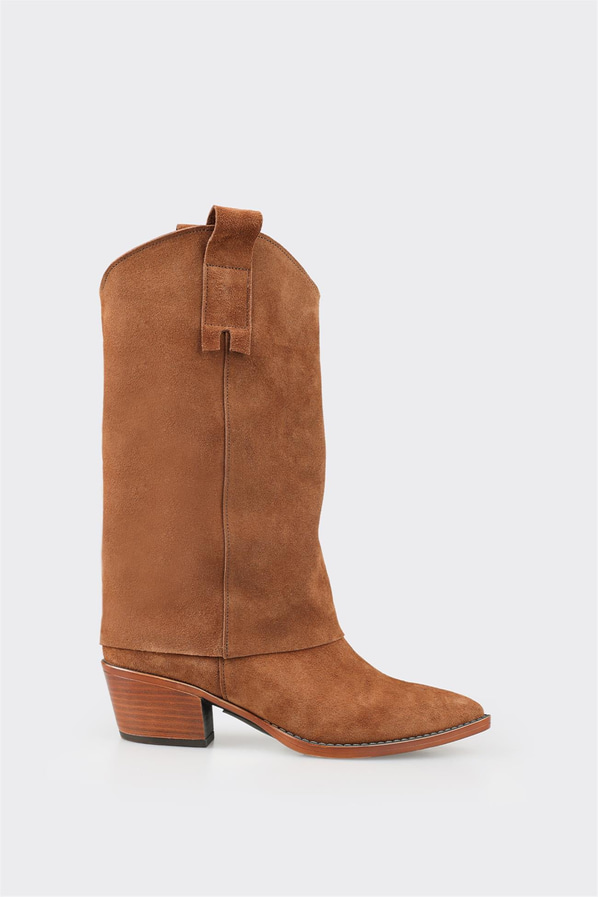 Taba deri kadın çizme - Elle Shoes