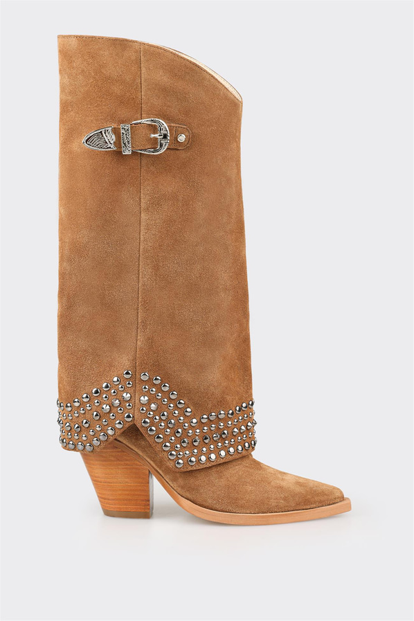 Taba deri kadın çizme - Elle Shoes