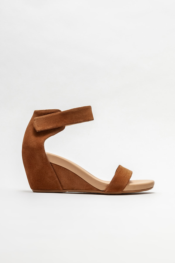 Taba deri dolgu topuklu kadın sandalet - Elle Shoes