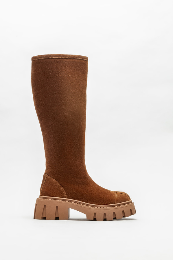Taba deri düz kadın çizme - Elle Shoes