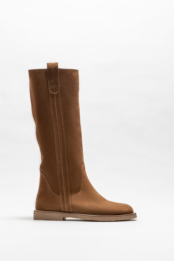 Taba deri düz kadın çizme - Elle Shoes