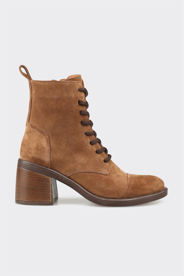 Taba deri kadın bot, günlük kullanım için - Elle Shoes