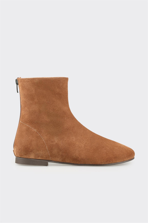 Taba kahve deri kadın bot, ofis stili için - Elle Shoes