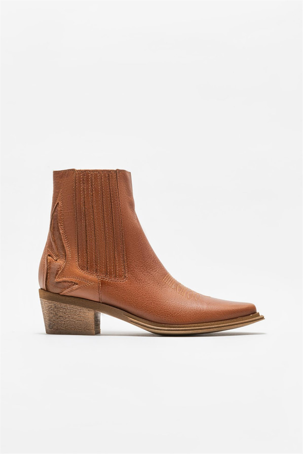 Taba deri kadın bot, klasik stil için - Elle Shoes