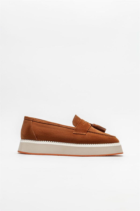 Taba deri kadın loafer - Elle Shoes