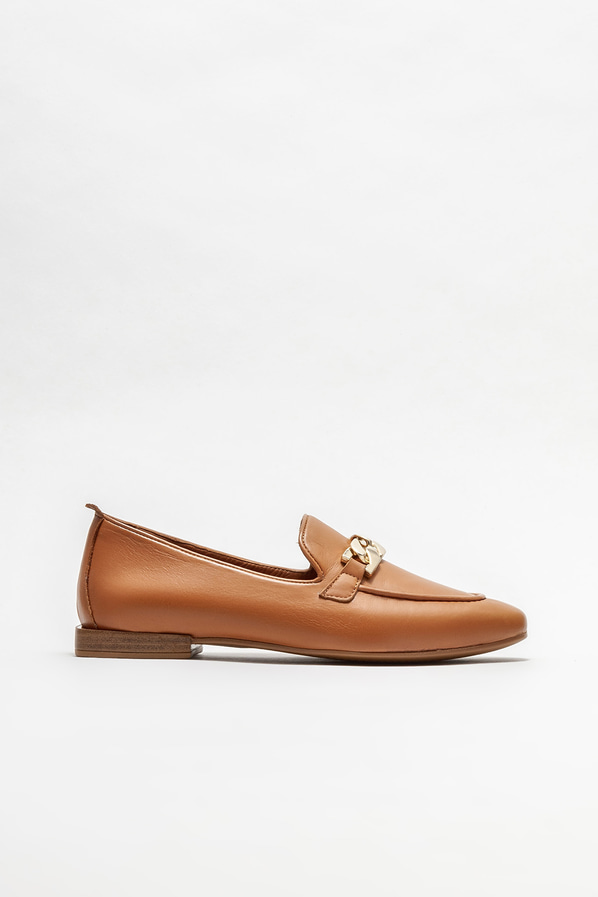 Taba deri kadın loafer - Elle Shoes