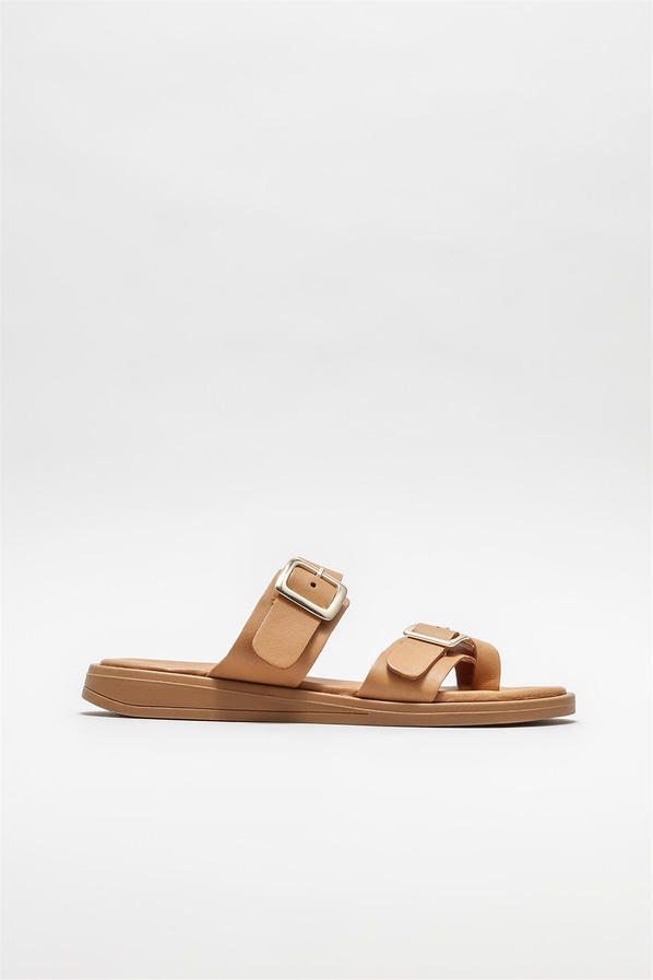 Taba deri kadın terlik - Elle Shoes