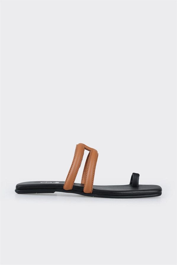 Taba deri kadın terlik - Elle Shoes