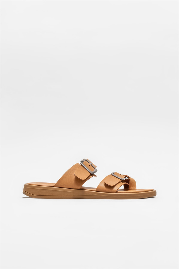 Taba deri kadın terlik - Elle Shoes