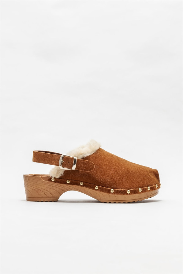 Taba deri kadın topuklu sandalet - Elle Shoes