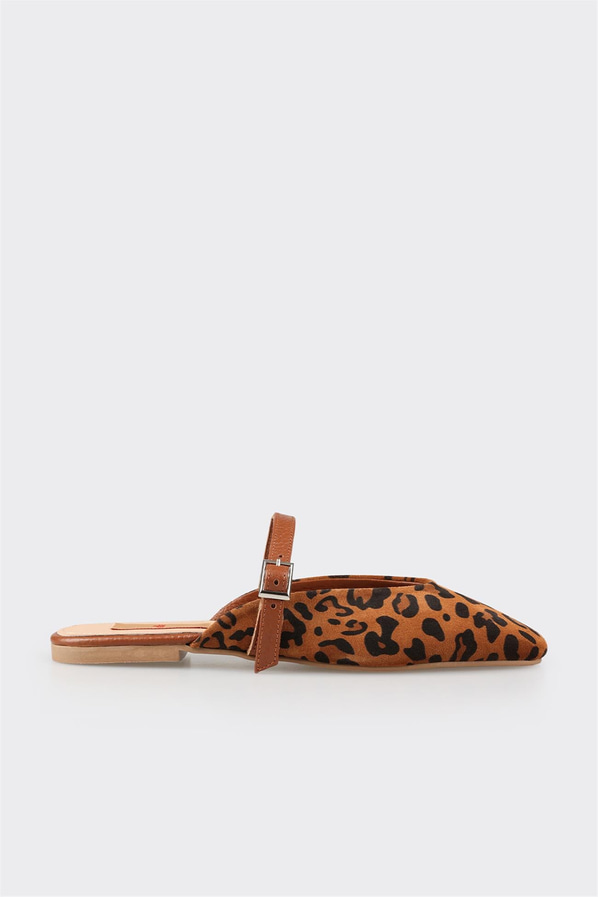 Taba siyah deri kadın terlik, klasik stil için - Elle Shoes