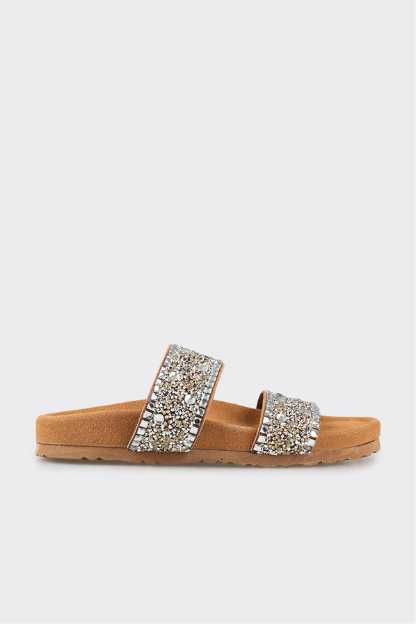 Taba deri kadın düz terlik, rahat kullanım için - Elle Shoes