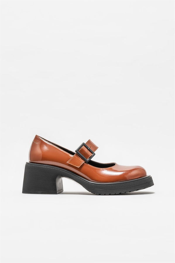 Taba deri topuklu kadın ayakkabı - Elle Shoes
