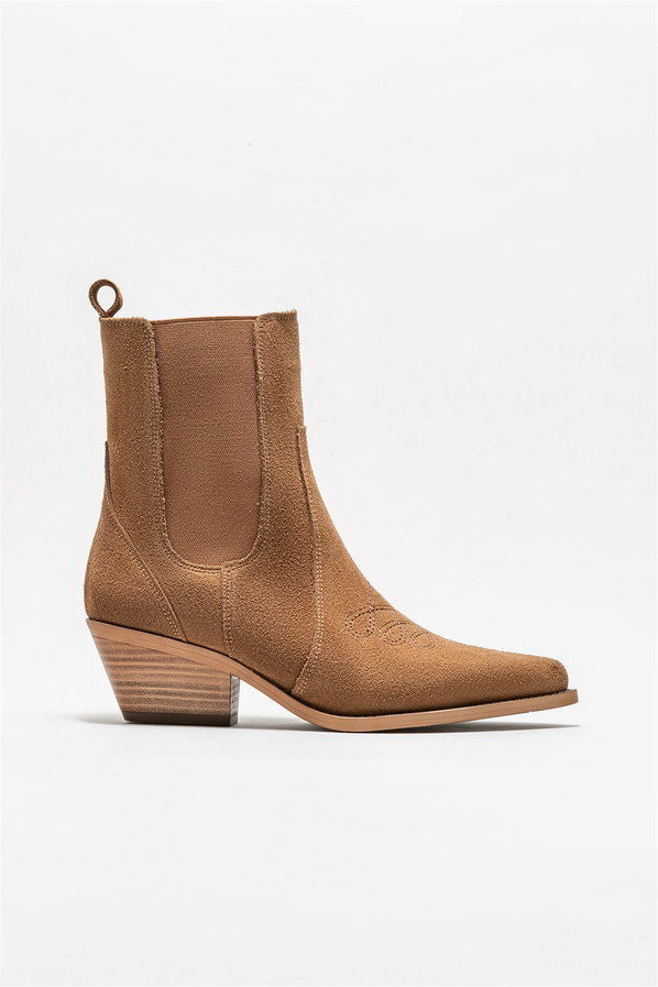 Taba deri topuklu kadın bot - Elle Shoes
