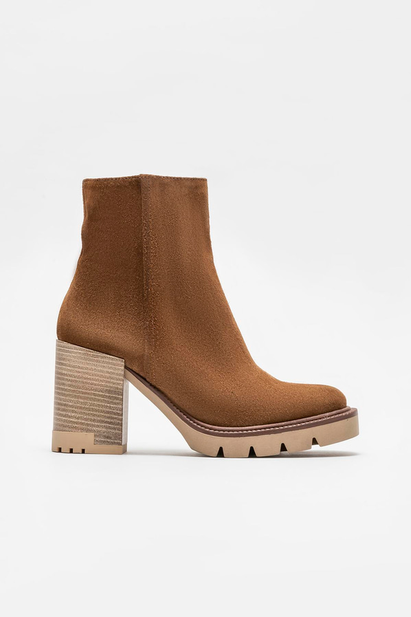 Taba deri topuklu kadın bot - Elle Shoes