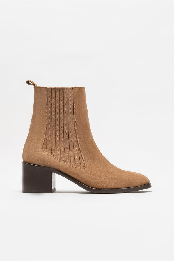 Taba deri topuklu kadın bot - Elle Shoes