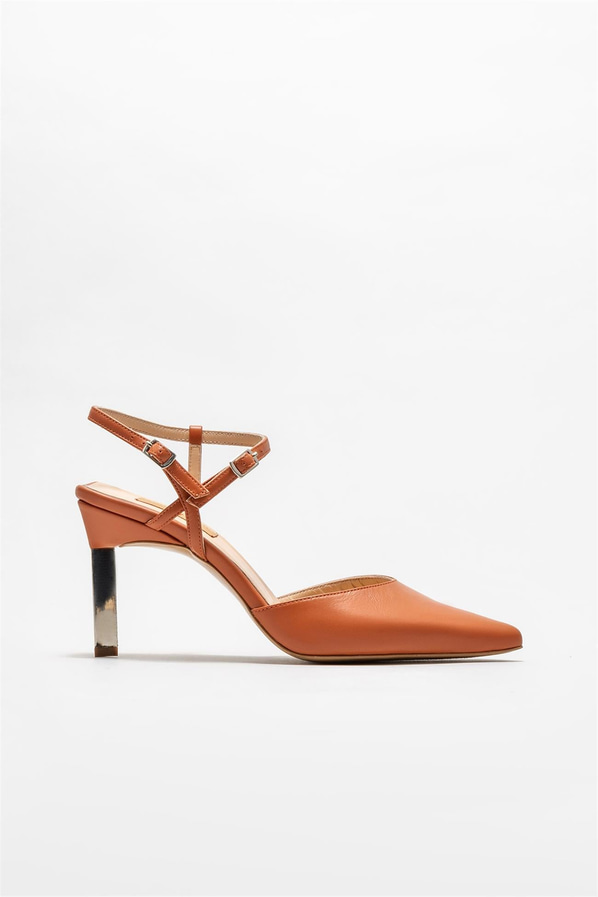Taba deri topuklu kadın ayakkabı - Elle Shoes
